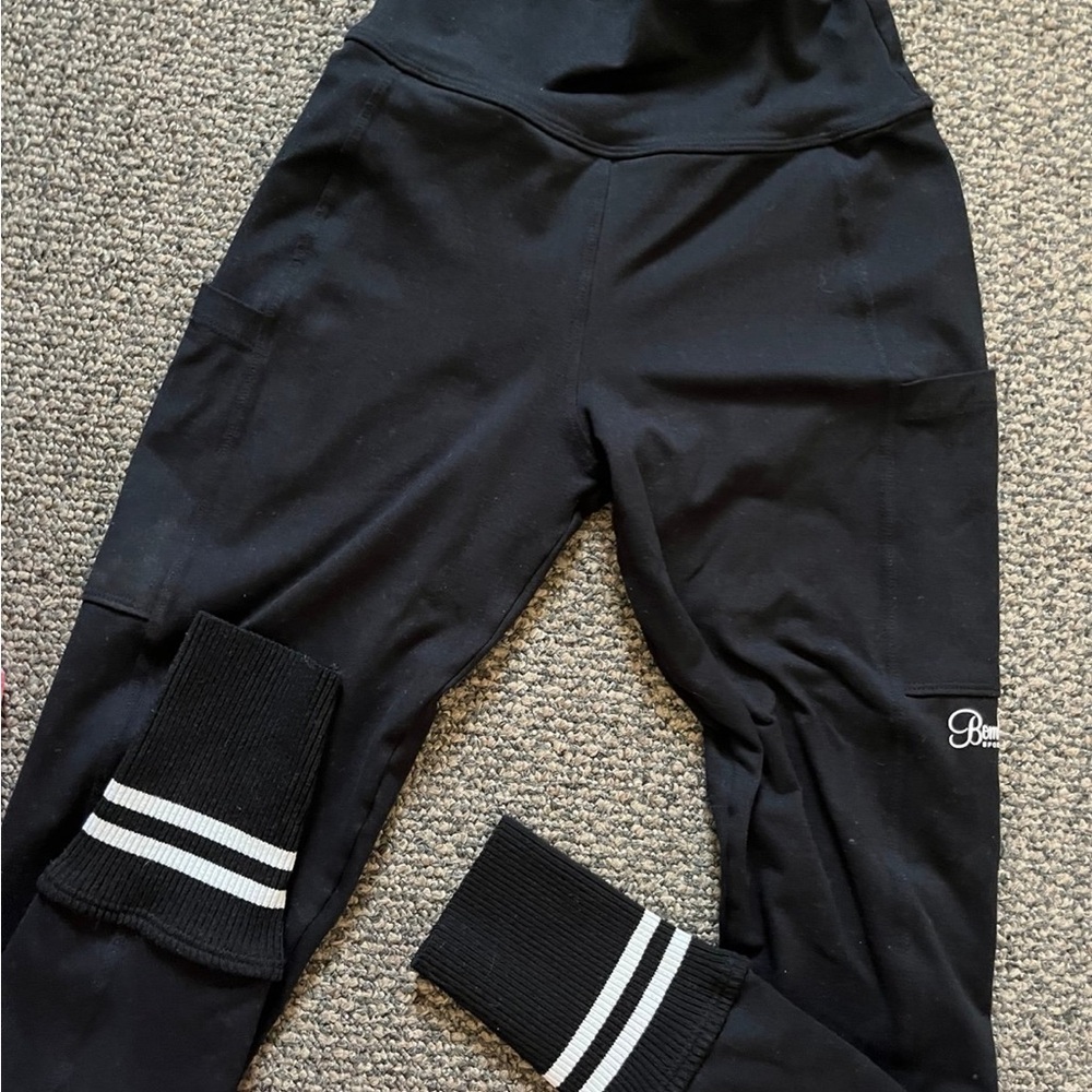 Bombshell Sportswear  Black Leggings with Striped Cuffs